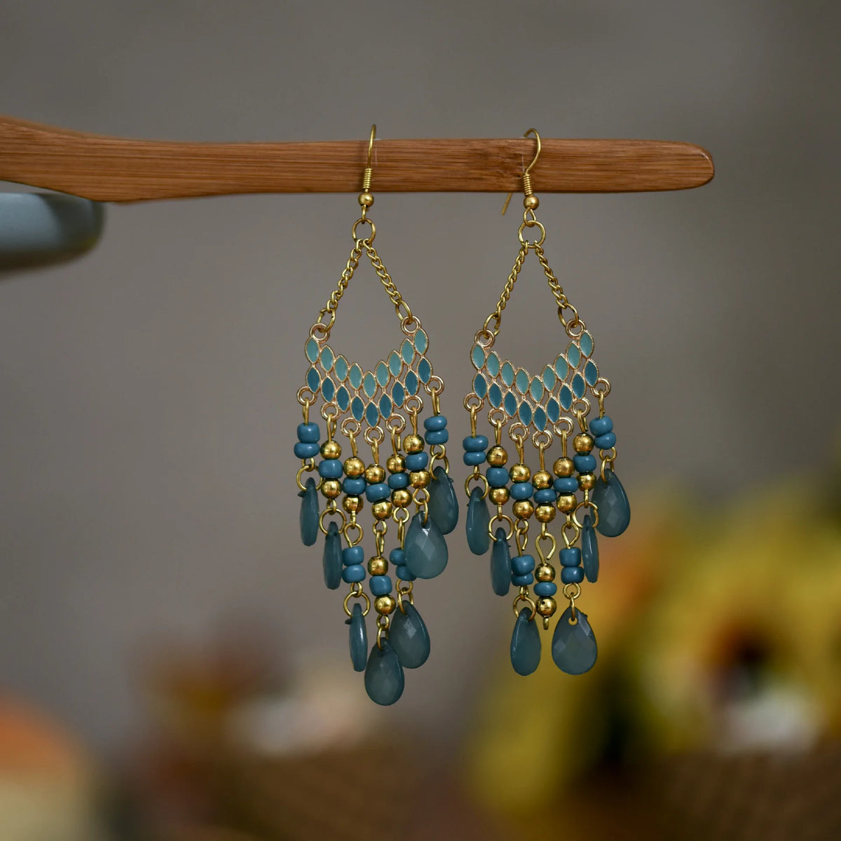 Aveuri-Christmas Gift New Year's Eve Gift Bohemian Water Drop Tassel Earrings For Women Colorful Beads Dangle Ethnic Style Earring Female Fashion Jewelry