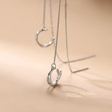 Korean Silver Color Cross Clip Earrings Chain Tassel Line for Women Two-Wear Fashion Geometric Creative Design Jewelry Gift