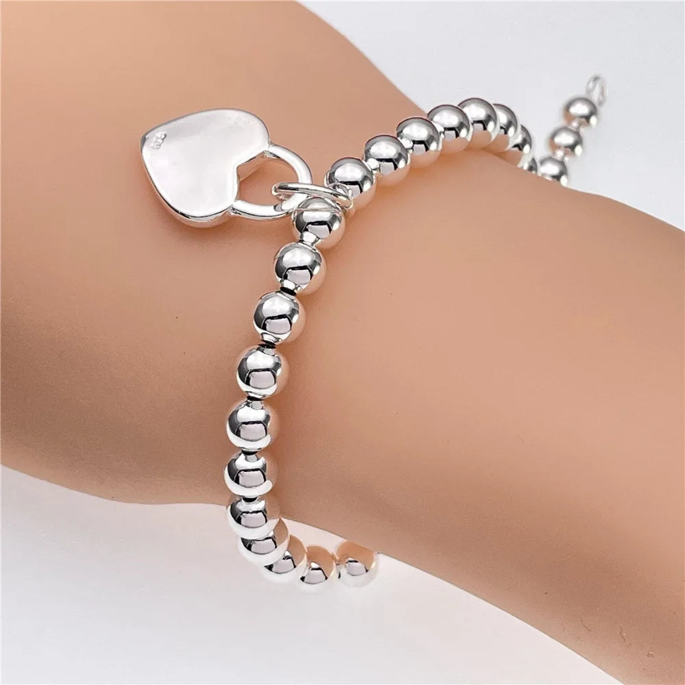 Aveuri Street wild 925 sterling Silver charms Heart Pendant Bracelets for Women Fashion party wedding Original jewelry Holiday gifts