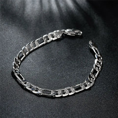 Aveuri Hot classic 6MM flat sideways chain 925 sterling silver Bracelets for women man party wedding accessories Gifts fashion Jewelry