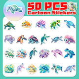 10/50pcs Blue Sea World Turtle Stickers Pack for Kid Cartoon Graffiti Decals Scrapbooking Luggage Laptop Skateboard Wall Sticker