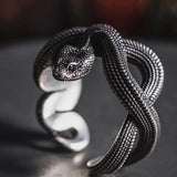 Rock Black Color Python Men Ring Vintage Punk Adjustable Ssnake Open Ring For Women Hip Hop Jewelry