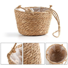 Aveuri Garden Hanging Planter Macrame Plant Storage Basket Jute Rope Woven Indoor Outdoor Flower Pot Holder Plant Hangers Home Decor