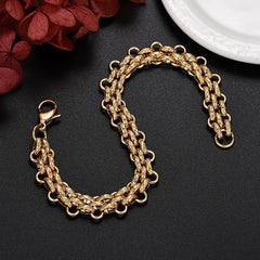 Aveuri New fashion luxury 18K Gold Chain Bracelets for Men Charm Women Wedding accessories Party fashion jewelry 21cm Holiday gifts