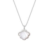 Simple Moonstone Shell Pendant Necklace Silver Color Box Chain Clavicle Chain Choker Women Elegant Jewelry Accessories
