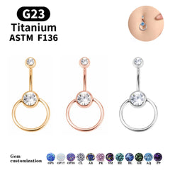 Aveuri-Christmas Thanksgiving Black Friday gifts 14g Sexy Lady Belly Button Ring G23 Titanium Tether Bead Ring Perforated Belly Button Retainer With CZ Body Perforated Jewelry