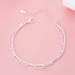 Aveuri Charm 925 Sterling silver classic double chain bracelets for women fashion original party wedding Accessories Jewelry gifts