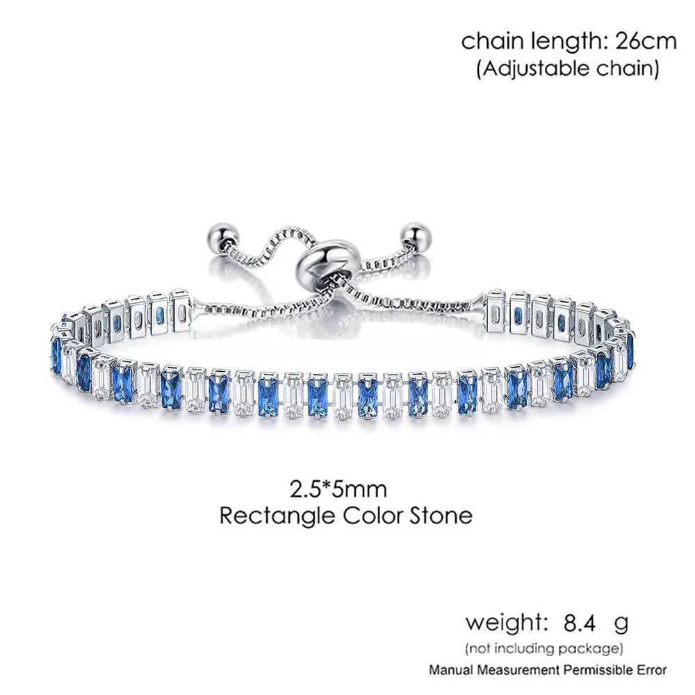 Aveuri-Adjustable Tennis Bracelets for Women Blue Shiny Zirconia Crystal Chain on Hand Ladies Charm Bracelet Trend Jewelry Girl's Gift