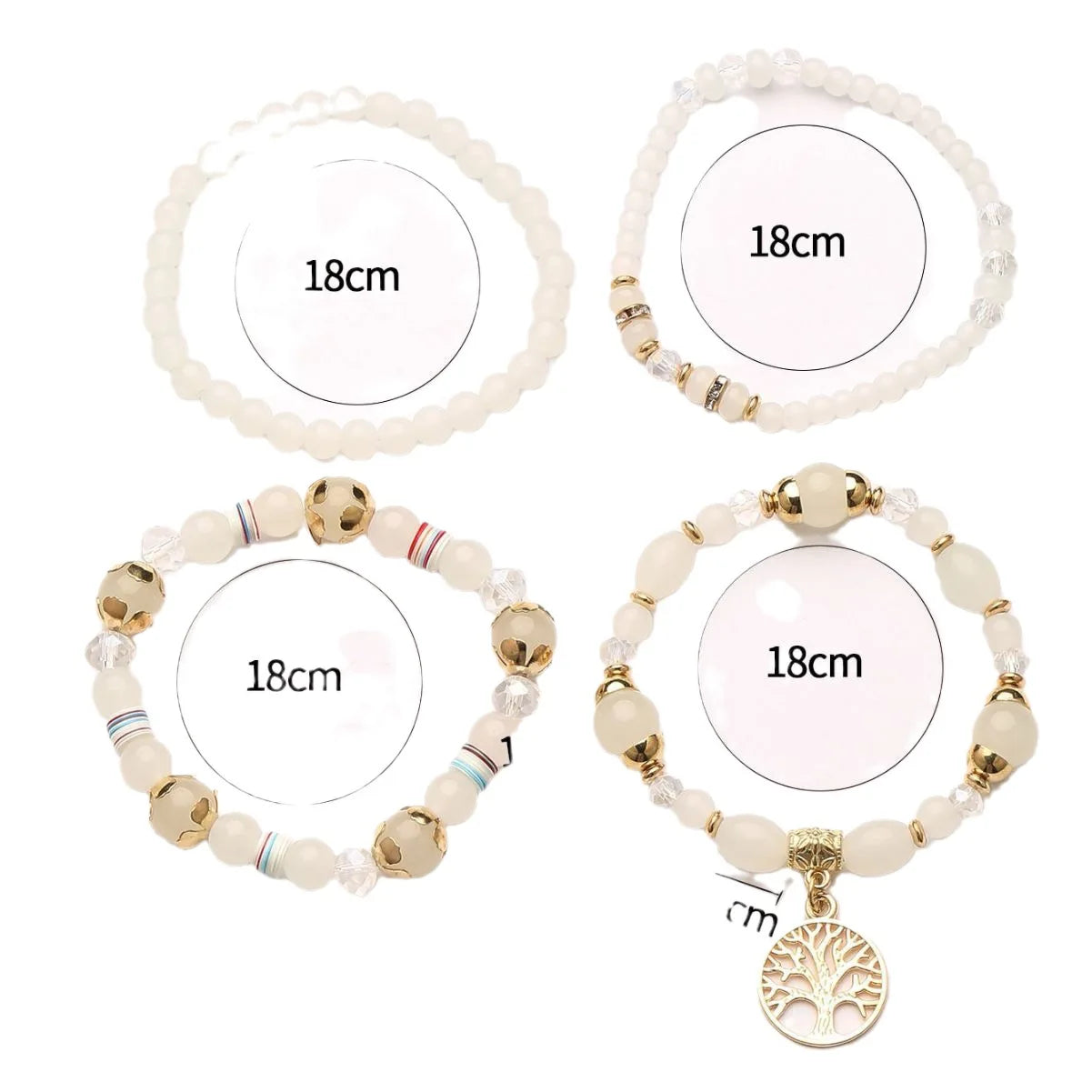 Aveuri-Christmas Gift New Year's Eve Gift 4Pcs Tree Of Life Charm Bracelet Set For Women Handmade Acrylic Beads Chain Bangle Female Boho Jewelry Accessories