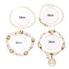 Aveuri-Christmas Gift New Year's Eve Gift 4Pcs Tree Of Life Charm Bracelet Set For Women Handmade Acrylic Beads Chain Bangle Female Boho Jewelry Accessories