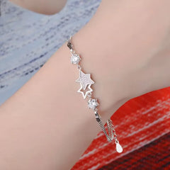 Aveuri New Popular Brands 925 Sterling Silver Noble charms Crystal Star Bracelets for Women Jewelry Fashion Party Wedding Birthday Gift