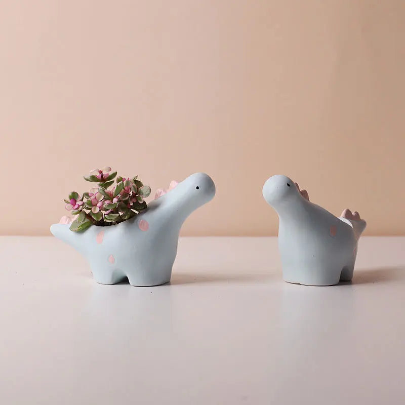 Aveuri Cute Succulent Ceramic Flower Pot Animal Shape Elephant Dinosaur Plant Pot Desktop Balcony Decoration Home Decor