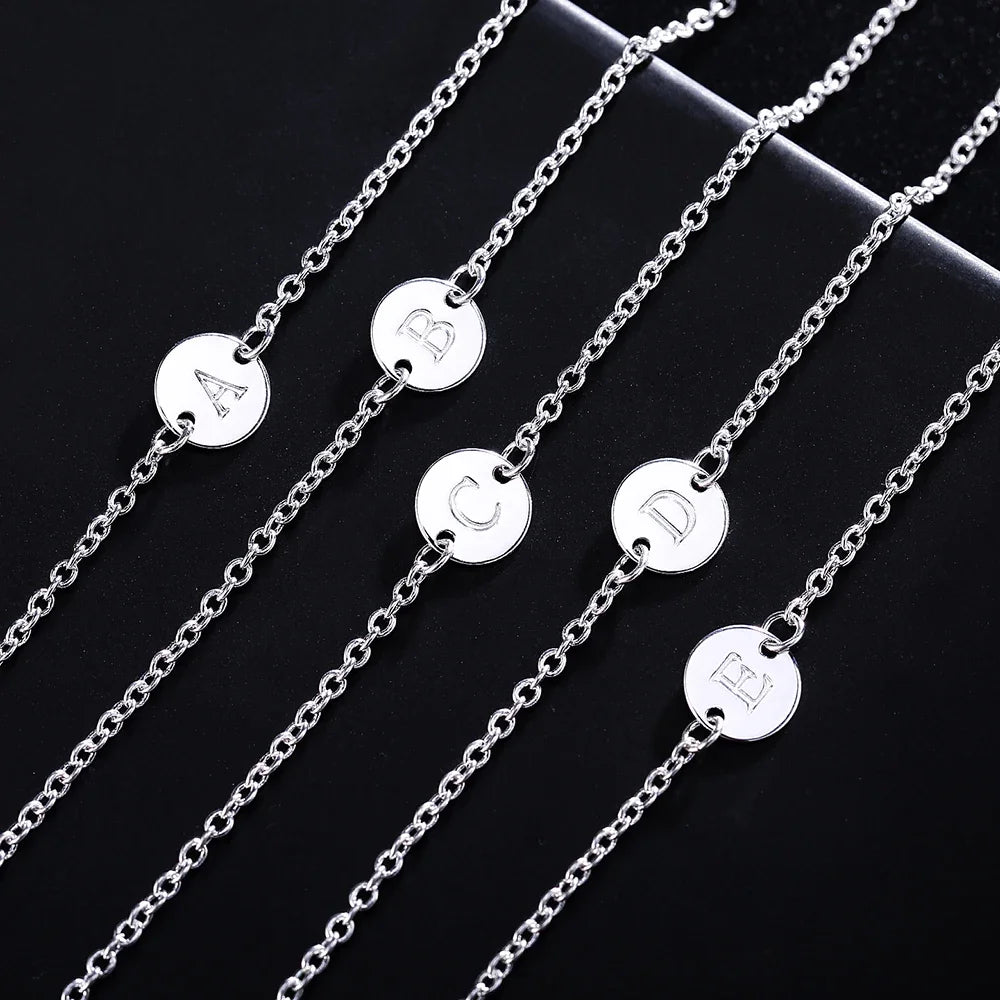 Aveuri Wholesale 925 sterling Silver 25 letter cards Chain Bracelets for Women Fashion wedding Party fine Jewelry Christmas Gifts