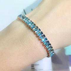 Aveuri-Adjustable Tennis Bracelets for Women Blue Shiny Zirconia Crystal Chain on Hand Ladies Charm Bracelet Trend Jewelry Girl's Gift