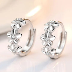 Aveuri Nice 925 Sterling Silver Needle Earrings for Women Lady Wedding Fashion High Quality Jewelry Crystal Zircon Flower Stud