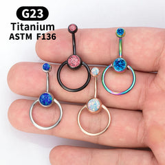 Aveuri-Christmas Thanksgiving Black Friday gifts 14g Sexy Lady Belly Button Ring G23 Titanium Tether Bead Ring Perforated Belly Button Retainer With CZ Body Perforated Jewelry