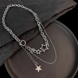 Acrylic Rhinestone Star Double Layer Choker Necklace Hip Hop Short Clavicle Chain Necklace Women Collar Party Jewelry Gift