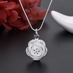 Aveuri Wholesale Cute 925 Sterling Silver Charm Flower Necklace Earring Bangle Jewelry for Women Set Wedding Gift TRENDY