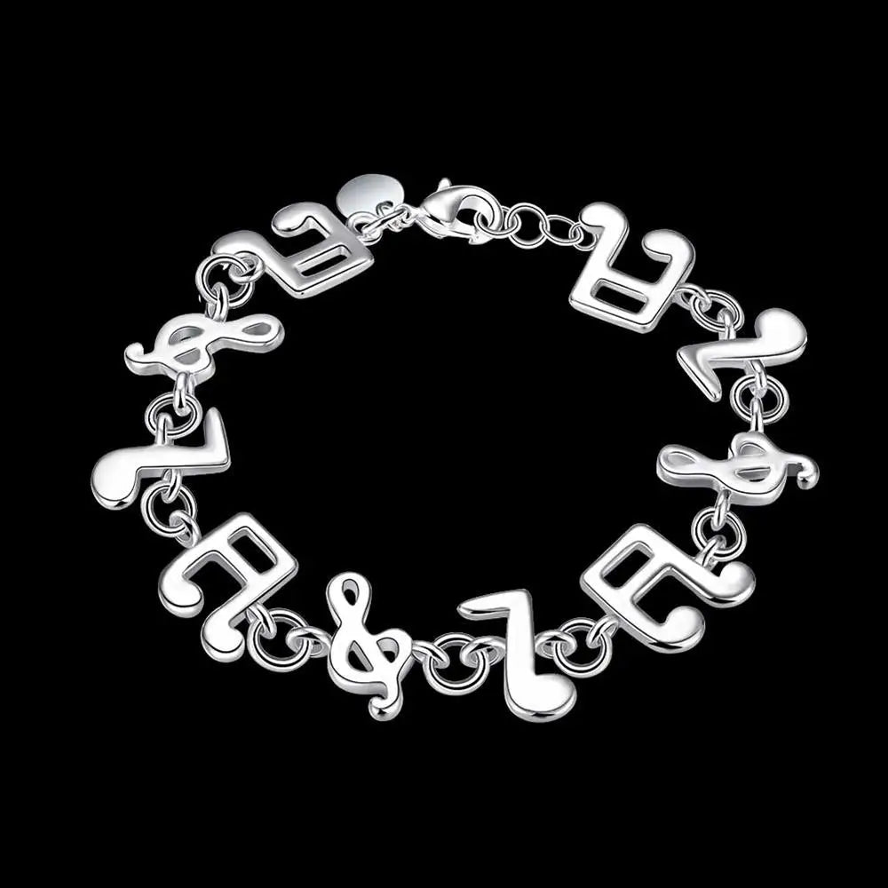 Aveuri Hot fine musical note chain 925 Sterling Silver Bracelets for women Wedding party girl student Christmas Gifts fashion Jewelry