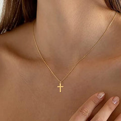 Aveuri-Christmas Gift New Year's Eve Gift Stainless Steel Cross Necklace For Women Gold Silver Color Waterproof Chain Men Fashion Never Fade Jewelry Accessories