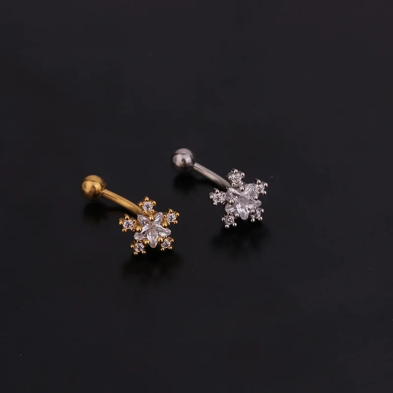 Aveuri-16G Stainless Steel Rook Ear Piercing Flower Helix Tragus Lobe Curved Barbell Cartilage Earring Eyebrow Belly Piercing Jewelry