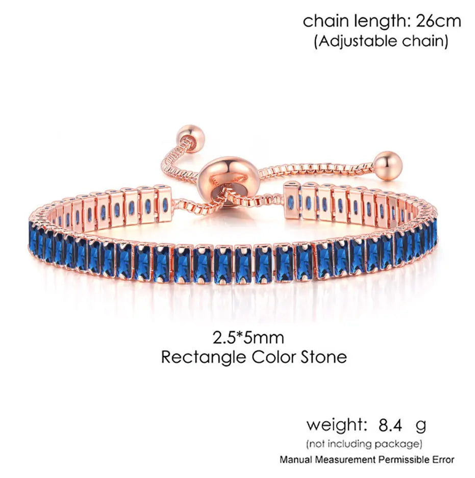 Aveuri-Adjustable Tennis Bracelets for Women Blue Shiny Zirconia Crystal Chain on Hand Ladies Charm Bracelet Trend Jewelry Girl's Gift