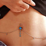 Women Sexy Rhinestone Dangle Belly Button Chain Navel Piercing Ring Body Jewelry Waist Chain Button Summer Beach Jewelry