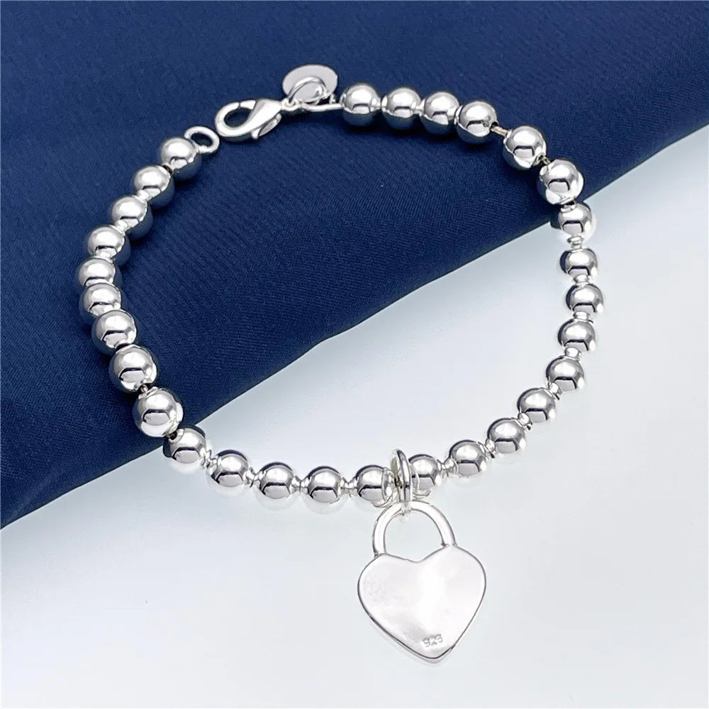 Aveuri Street wild 925 sterling Silver charms Heart Pendant Bracelets for Women Fashion party wedding Original jewelry Holiday gifts