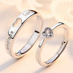 Aveuri-Christmas gifts idea Winter outfits Christmas outfits 2Pcs/sets Zircon Heart Matching Couple Rings Set Forever Endless Love Wedding Ring for Women Men Charm Jewelry