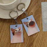 2024 Creative Pok Mouth Cat Shakes Key Chain for Women Dynamic Funny Personalized Keychains Acrylic Playful Funny Key Ring Kids