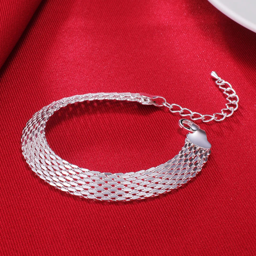 Aveuri Original designer 925 sterling silver fine Net chain Bracelets necklaces for women fashion party wedding engagement jewelry sets