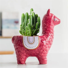 Aveuri Ceramic Alpaca Flower Pot European Style Cute Fleshy Nordic Home Decoration Cartoon Animal Plant Balcony New Decorations Basket