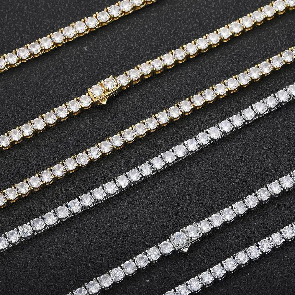 Aveuri-Hip Hop Iced Out Tennis Bracelets for Men Women 3/4/5mm CZ Homme Hand Chain Spring Buckle Bracelet Wedding High Quality Jewelry