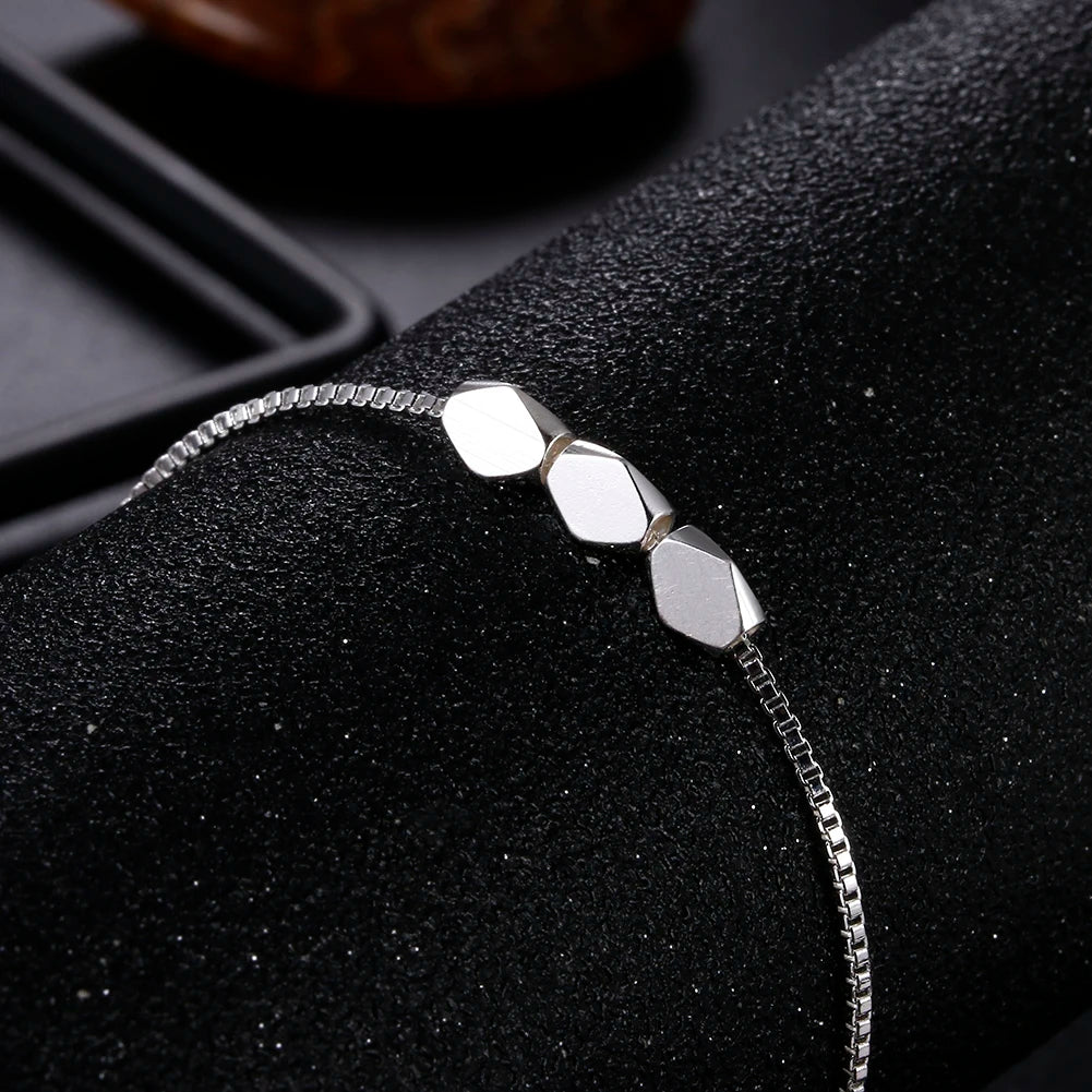 Aveuri Korean fashion 925 sterling Silver box chain bracelets neckalce for women Party wedding accessories jewelry sets Couple gifts