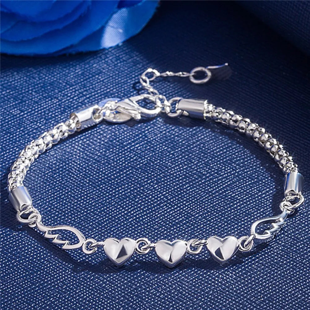 Aveuri Factory direct romantic heart chain 925 Sterling Silver Bracelets for women Wild fashion Wedding party Christmas gifts Jewelry