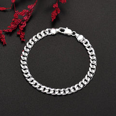 Aveuri popular brand 925 Sterling silver elegant 7MM Chain bracelets neckalces jewelry set for man women fashion Party wedding gifts