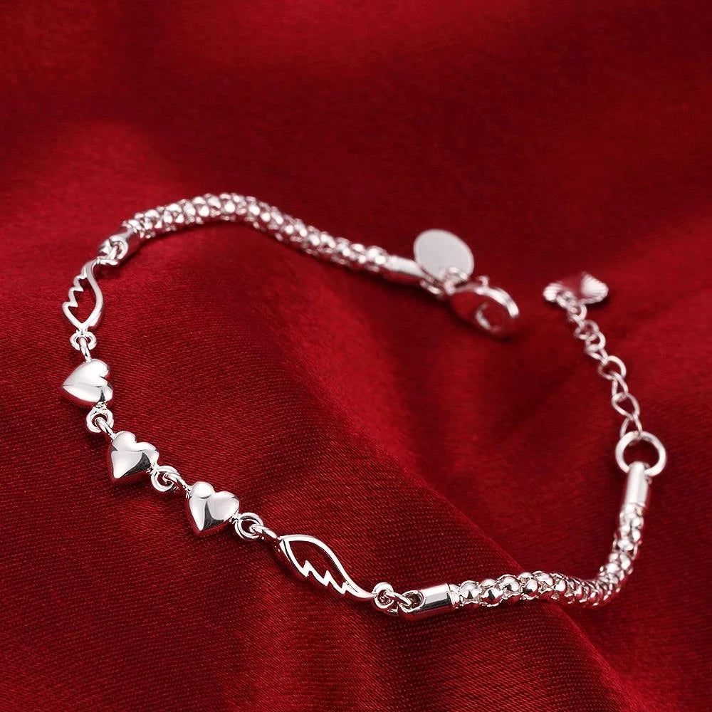 Aveuri Factory direct romantic heart chain 925 Sterling Silver Bracelets for women Wild fashion Wedding party Christmas gifts Jewelry