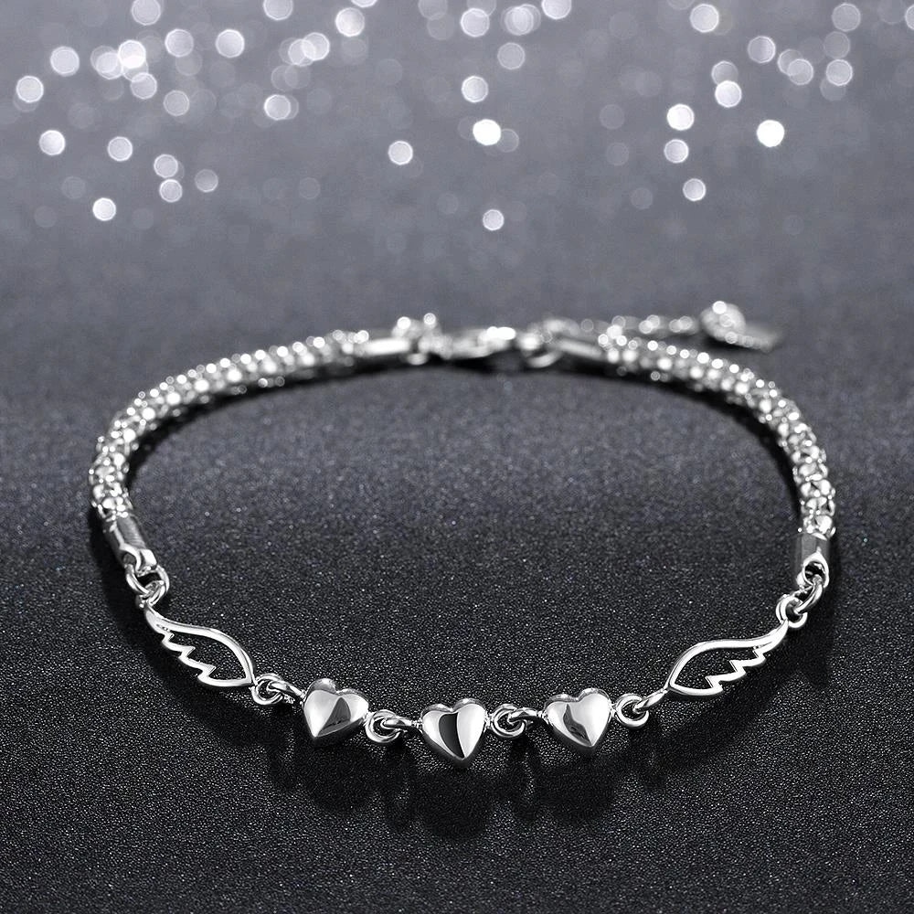 Aveuri Factory direct romantic heart chain 925 Sterling Silver Bracelets for women Wild fashion Wedding party Christmas gifts Jewelry