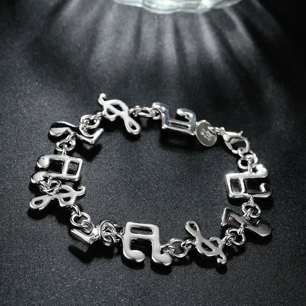 Aveuri Popular brands Pretty Music note 925 sterling silver Bracelets for woman fine Luxury  jewelry Wedding party fashion gifts