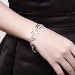 Aveuri Hot fine musical note chain 925 Sterling Silver Bracelets for women Wedding party girl student Christmas Gifts fashion Jewelry