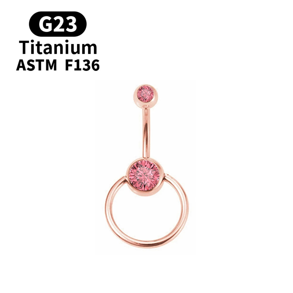 Aveuri-Christmas Thanksgiving Black Friday gifts 14g Sexy Lady Belly Button Ring G23 Titanium Tether Bead Ring Perforated Belly Button Retainer With CZ Body Perforated Jewelry