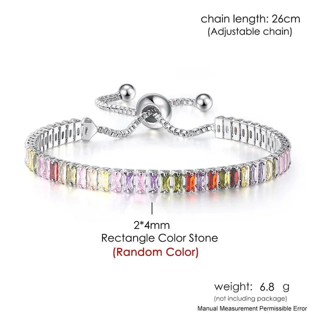 Aveuri-Luxury Multicolor Adjustable Tennis Bracelets for Women Shiny Colorful Zircon Bracelet Chain on Hand Wedding Jewelry Girl Gift