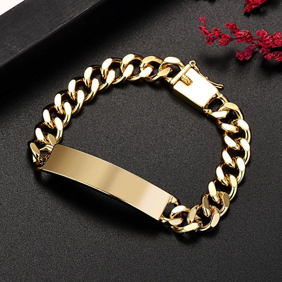 Aveuri New high quality 18K Gold 10MM chain bracelets for man women fashion original jewelry wedding Accessories party Christmas gifts