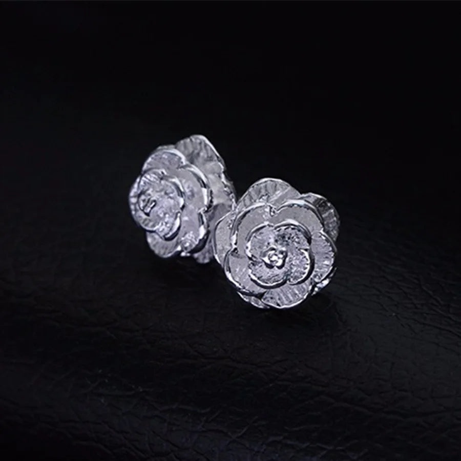 Aveuri Wholesale Cute 925 Sterling Silver Charm Flower Necklace Earring Bangle Jewelry for Women Set Wedding Gift TRENDY