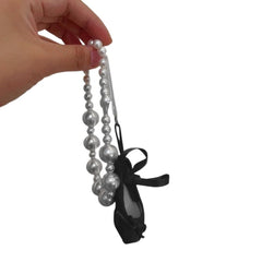 Aveuri Pearl Beaded Keychain Pendant Car Keyring Hanging Ornament Ballet Shoes Phone Charm for Handbag Purses Bag Decorations DropShip