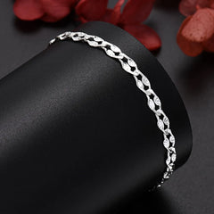 Aveuri KCRLP Cute solid 925 Sterling Silver 4MM chain bracelets for women man boy jewelry wedding party Christmas gifts 18+4cm