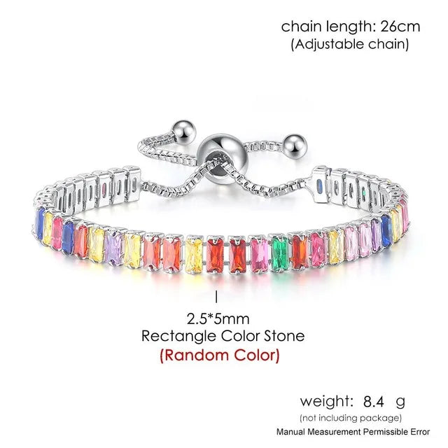 Aveuri-Luxury Multicolor Adjustable Tennis Bracelets for Women Shiny Colorful Zircon Bracelet Chain on Hand Wedding Jewelry Girl Gift