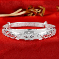 Aveuri Hot charm trend 999 sterling silver Pisces play lotus bracelets Bangle for women classic fashion party wedding jewelry gifts