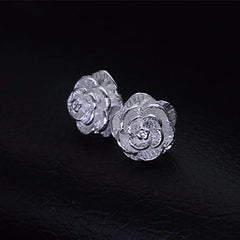 Aveuri Hot Beautiful rose Flower bud Earring stud for Women 925 Sterling Silver Jewelry Fashion classic party wedding Christmas Gifts