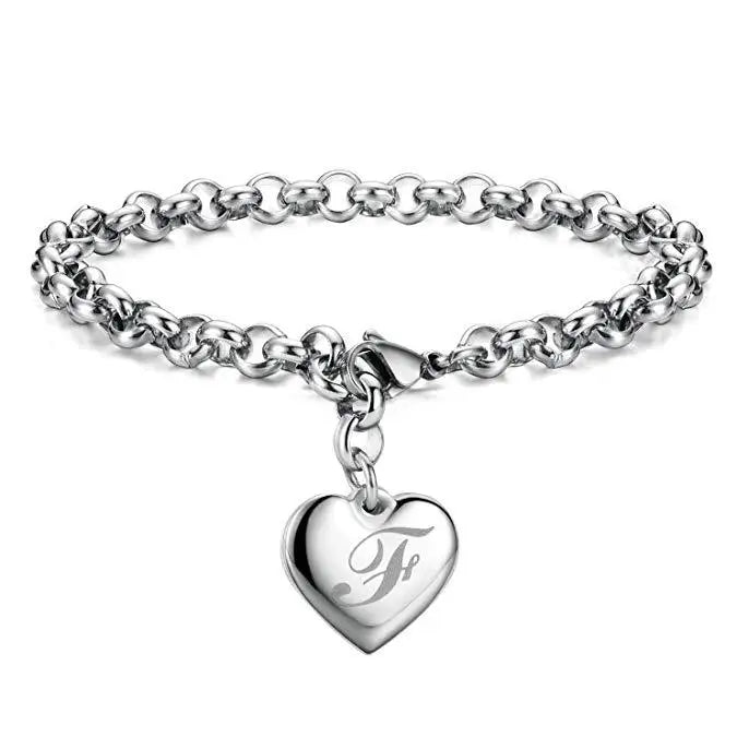 Aveuri New 925 Sterling silver noble Heart 26 Letteres chain Bracelets for women Fashion Designer brand party wedding Jewelry gifts